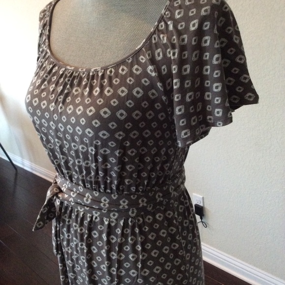 Merona Gray with Cream Light and Airy Midi Dress - Picture 4 of 8